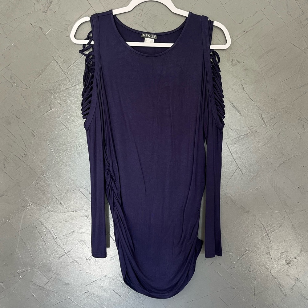 Navy Long Sleeve Ruched Tunic
